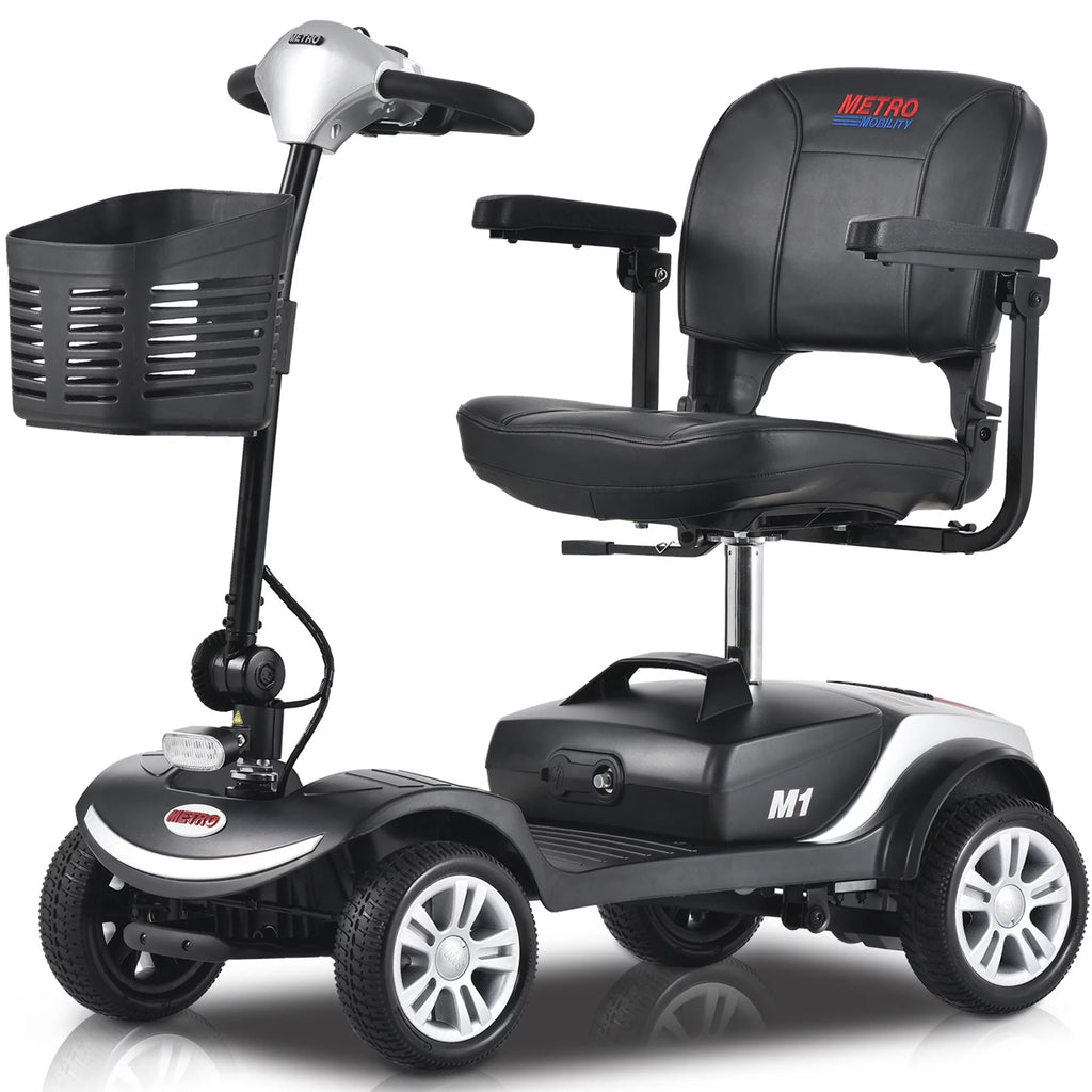 4-Wheel Mobility Scooter with Detachable Basket, Silver O189