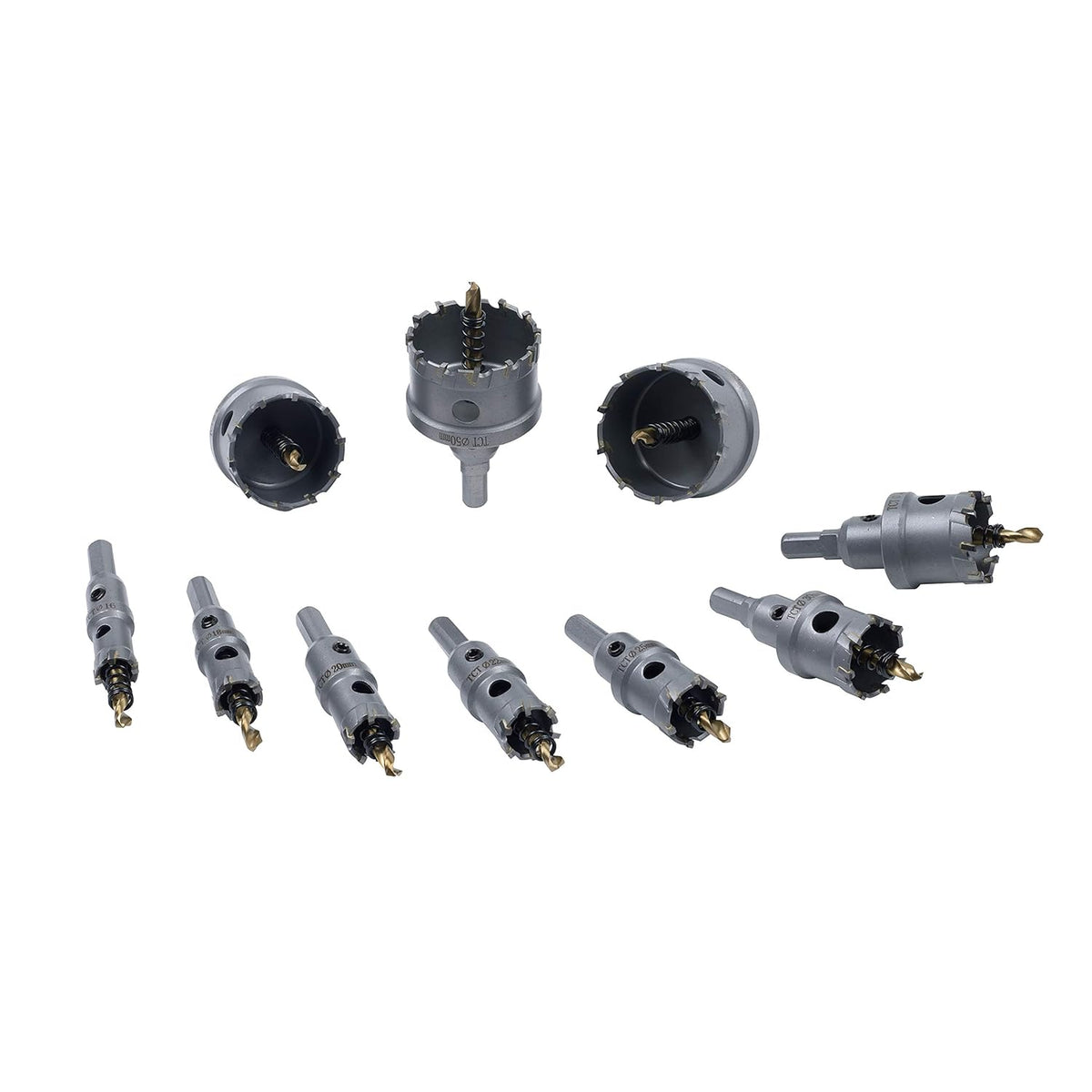 10 Pcs Carbide Hole Saw Set with Titanium Plated Center Drill and Storage Case F381