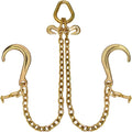 Towing Chain Bridle with 8 Inch J Hooks and Alloy T Hooks, Grade 70 Chain, 40 Inches Long, 4,700 Pound Safe Working Load B163