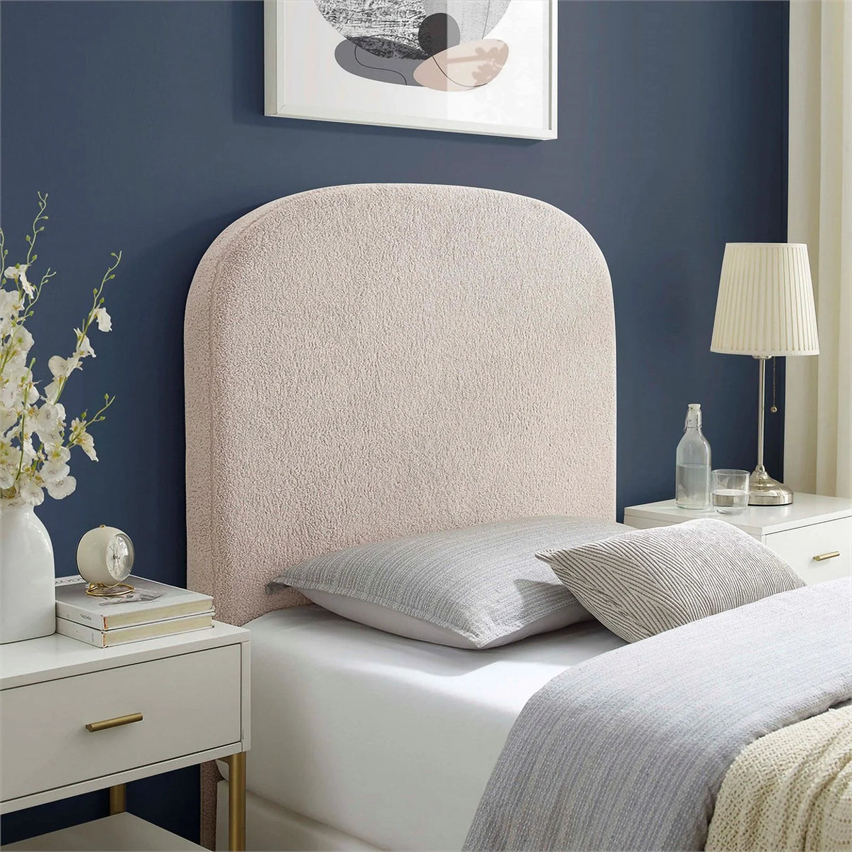 Off White Sherpa Upholstered Headboard L418