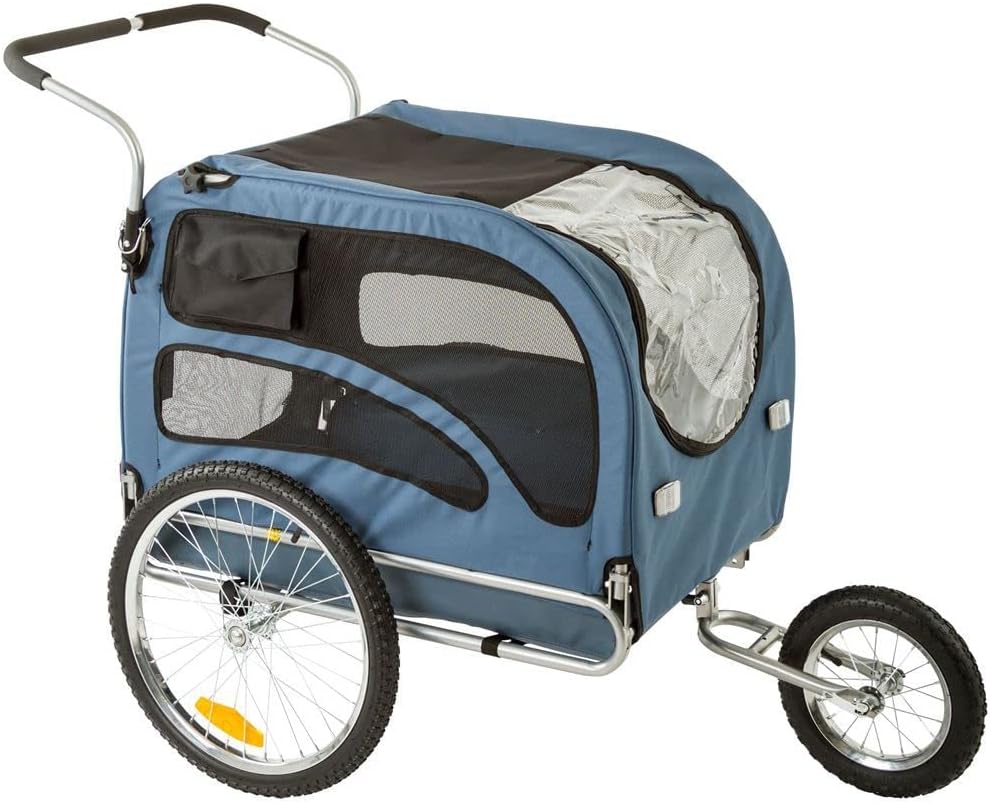 Blue 2-in-1 Pull-Behind Dog Bike Carrier Pet Trailer I85897