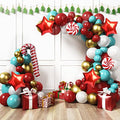 Red and Green Christmas Balloon Arch Kit with Candy Cane and Star Foil Balloons R639