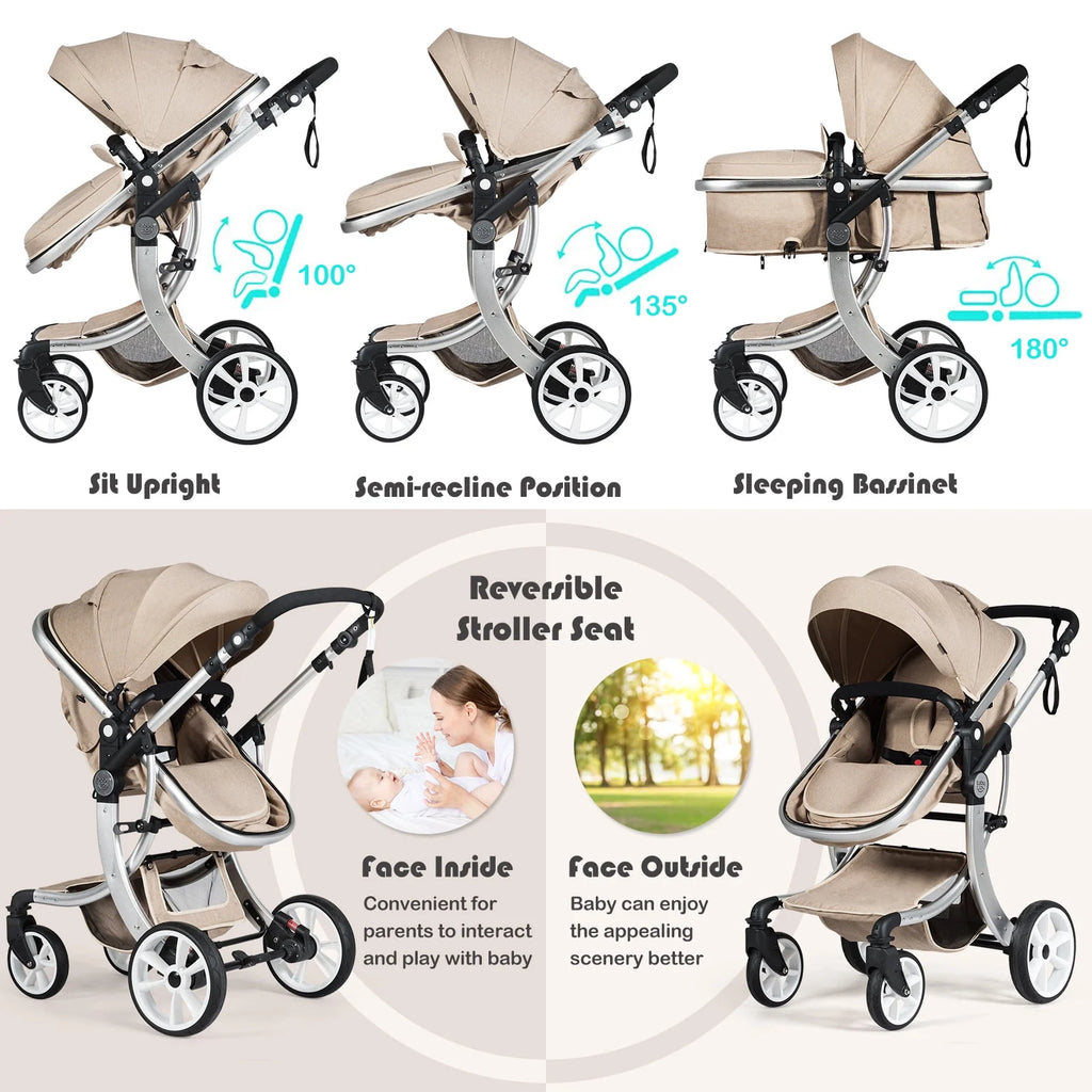 2-in-1 Baby Stroller with Reversible Seat Black M421