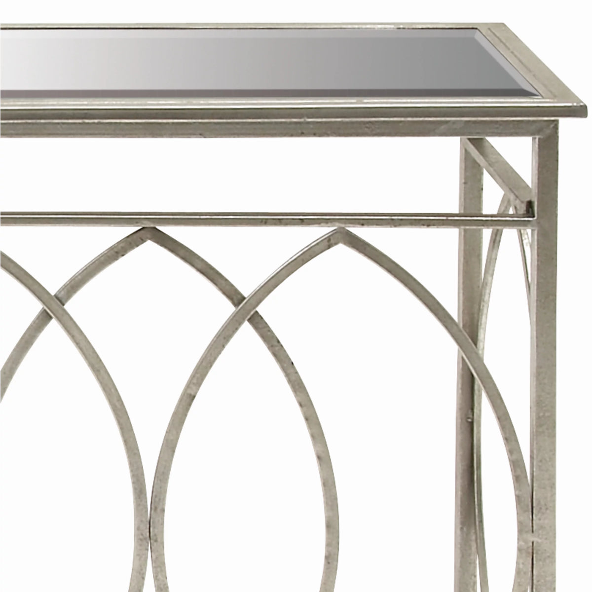54" x 32" Silver Metal Mirrored Glass Console Table M90375