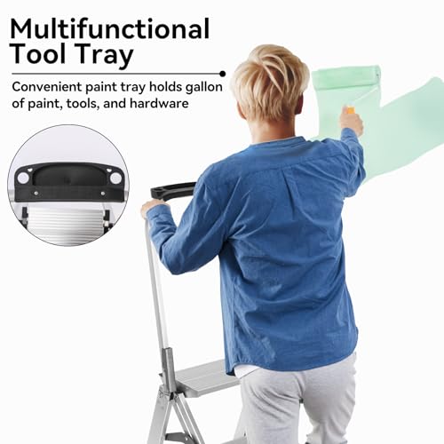 Aluminum Folding 3 Step Stool with Non-Slip Wide Pedal N50560