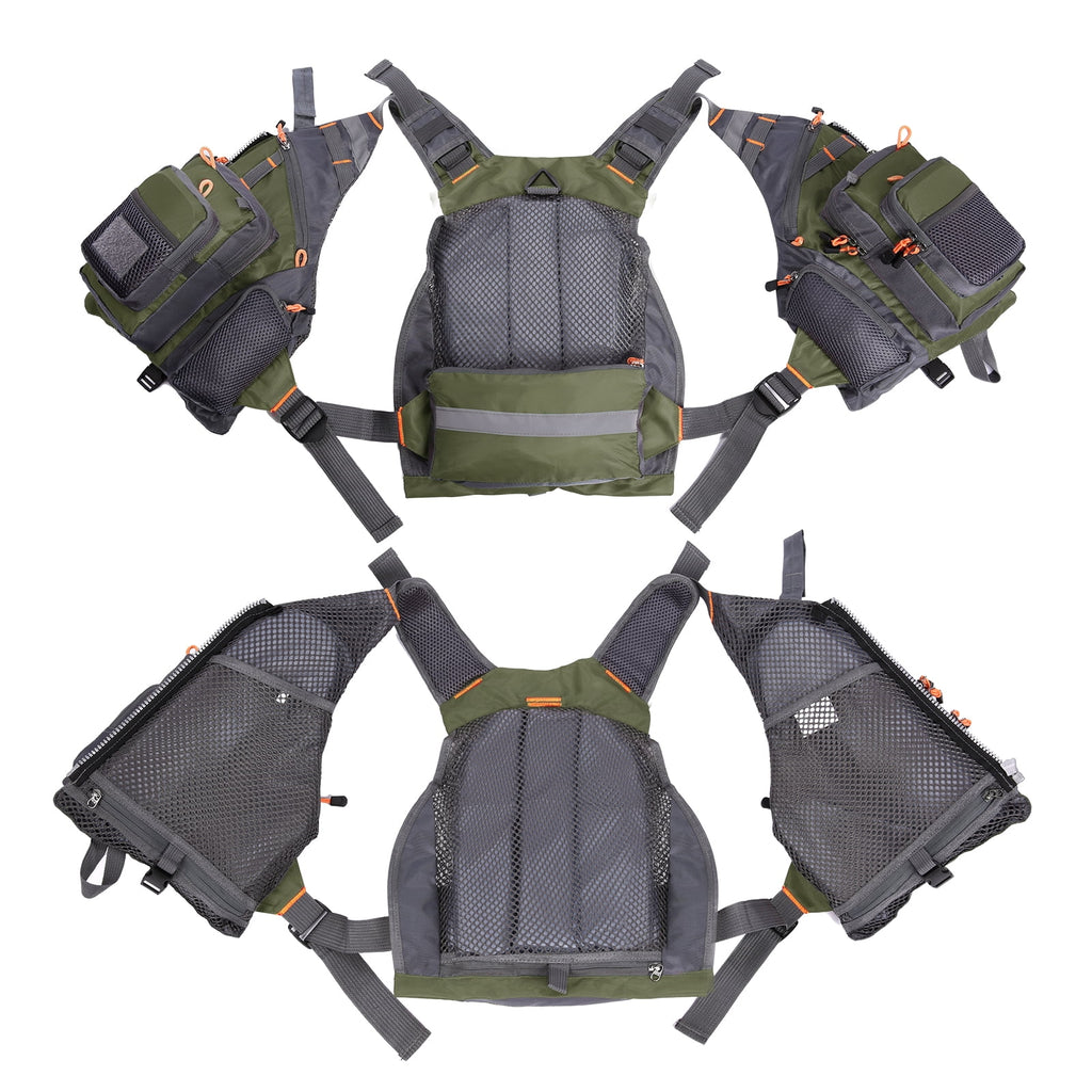 Breathable Utility Vest with 11 Zippered Pockets and Reflectors F326