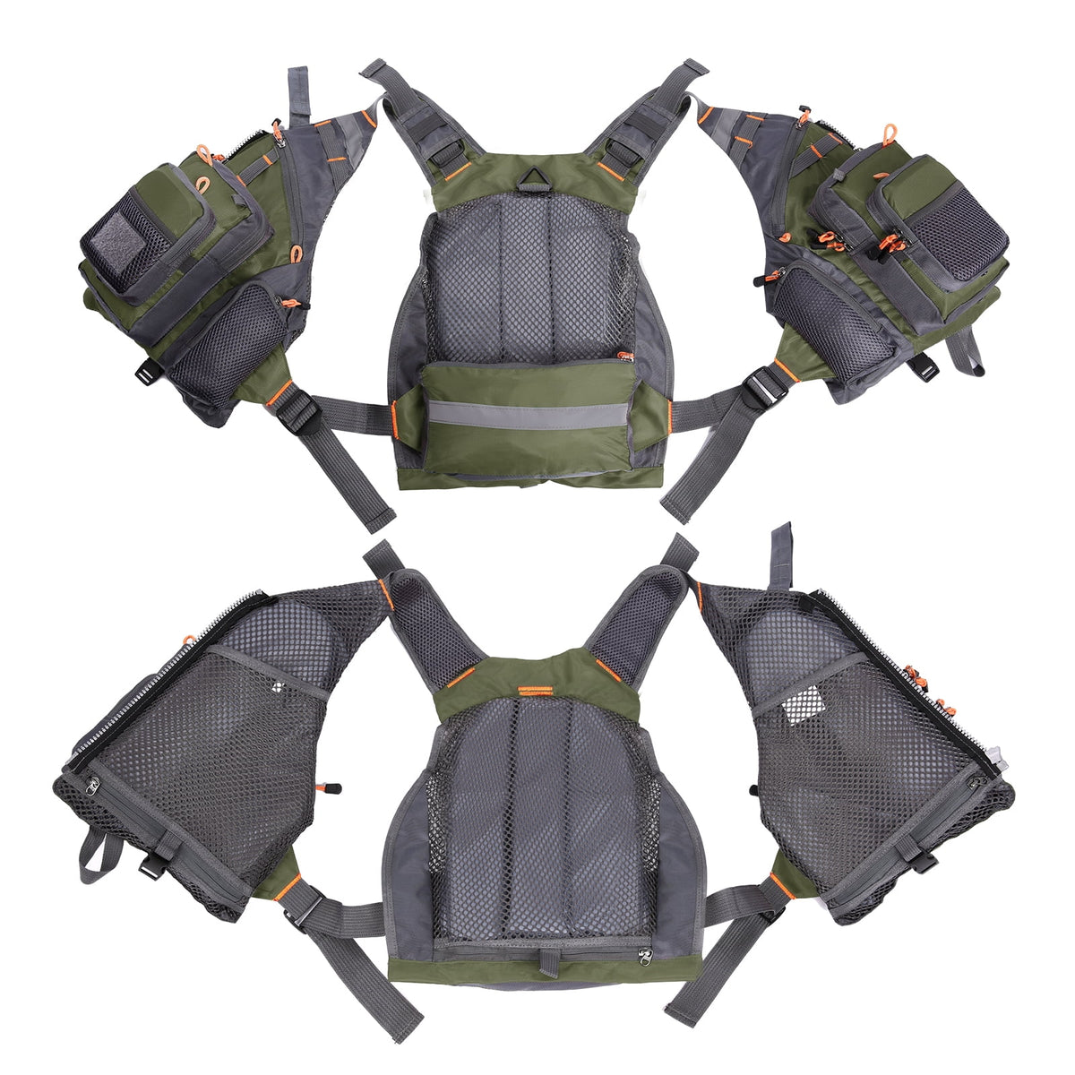 Breathable Utility Vest with 11 Zippered Pockets and Reflectors F326