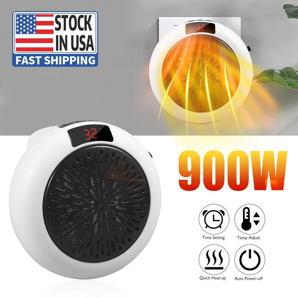 900W Plug in Electric Heater Fan with Remote Timer W19719