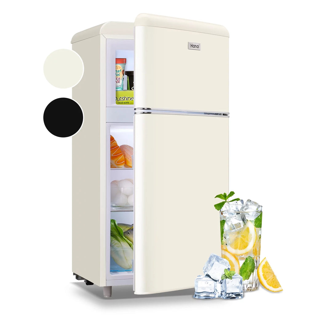 3.5 Cu.ft Retro Mini Fridge with Freezer Dual Doors Cream B198