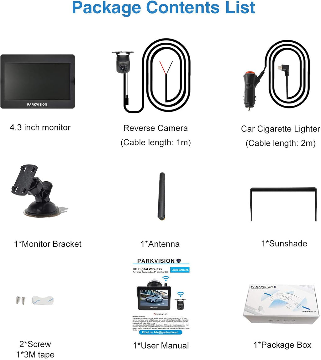 Digital Wireless Backup Camera Kit with 4.3'' HD Monitor IP68 Waterproof I771