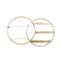 34"W 20"H MDF and Metal Contemporary Wall Shelf, Gold, 1-Piece B128452