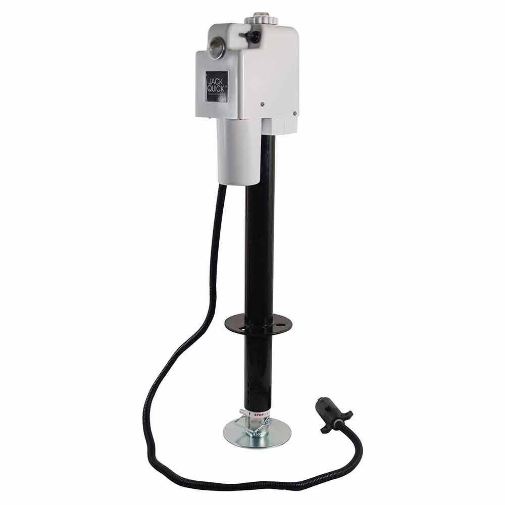 12-Volt Electric Tongue Jack with White Cover and 7-Way Plug, 3650 lb. Q986