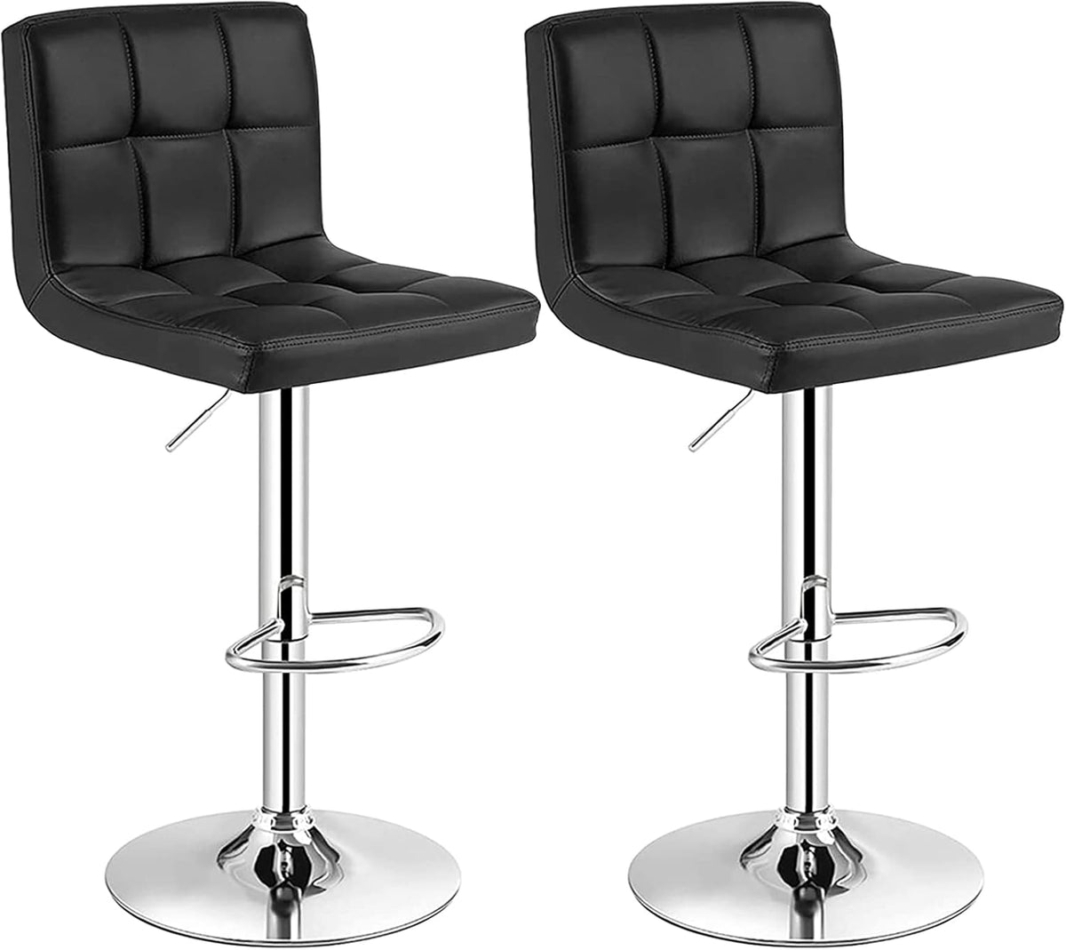 Black Set of 2 Swivel Adjustable Bar Stools with Arms J358613