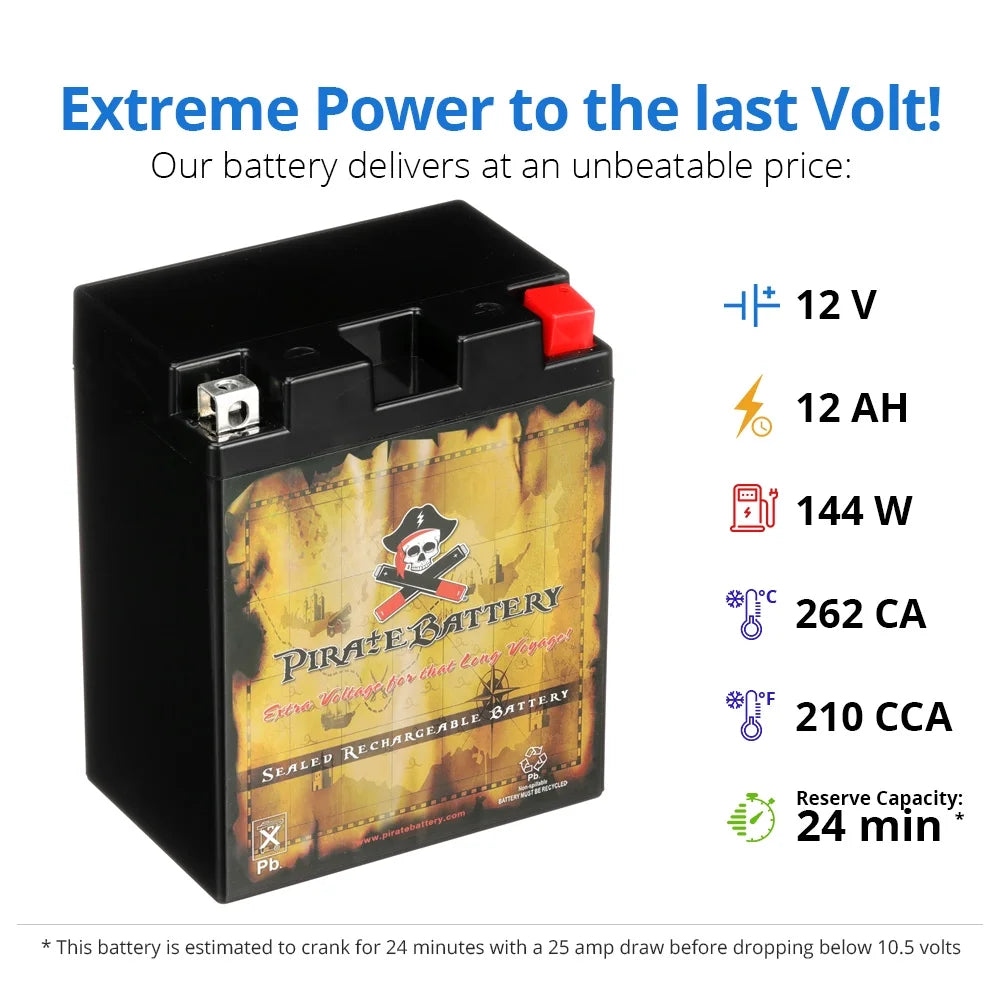 12 Volt 12 Ah 210 CCA Motorcycle Battery Q727
