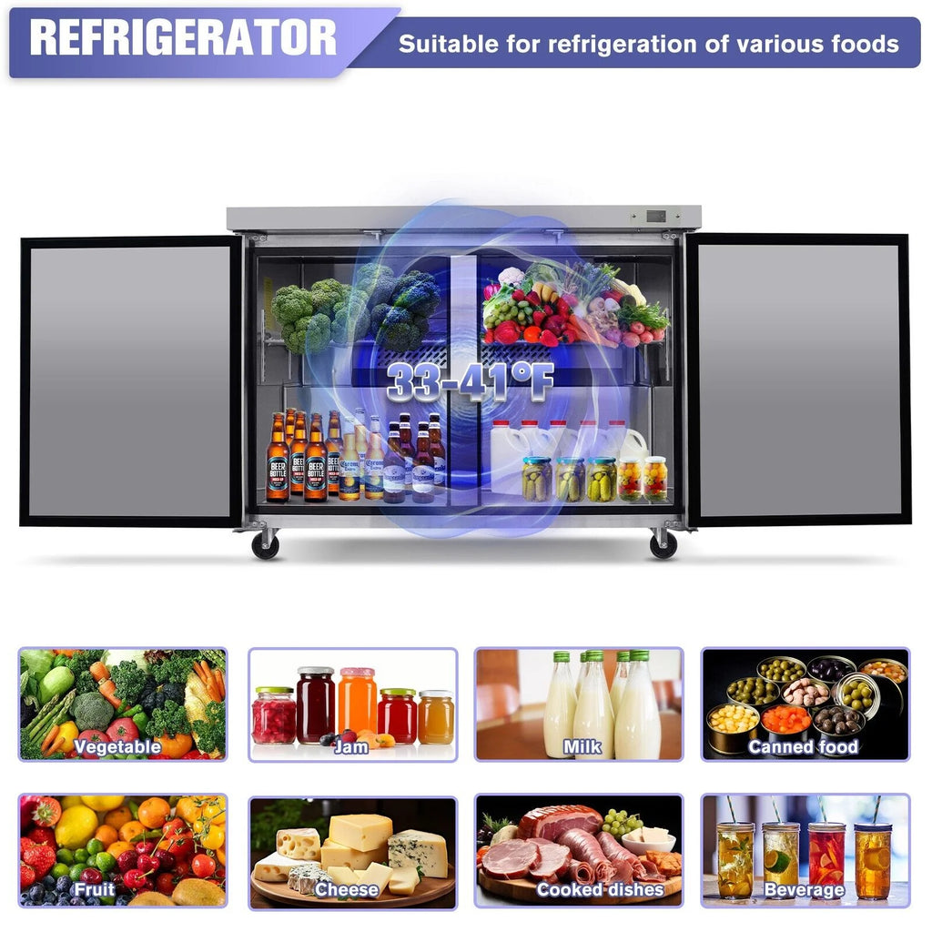 48" Undercounter Worktop Refrigerator Prep Table 14 Cu.Ft 2 Door L744070