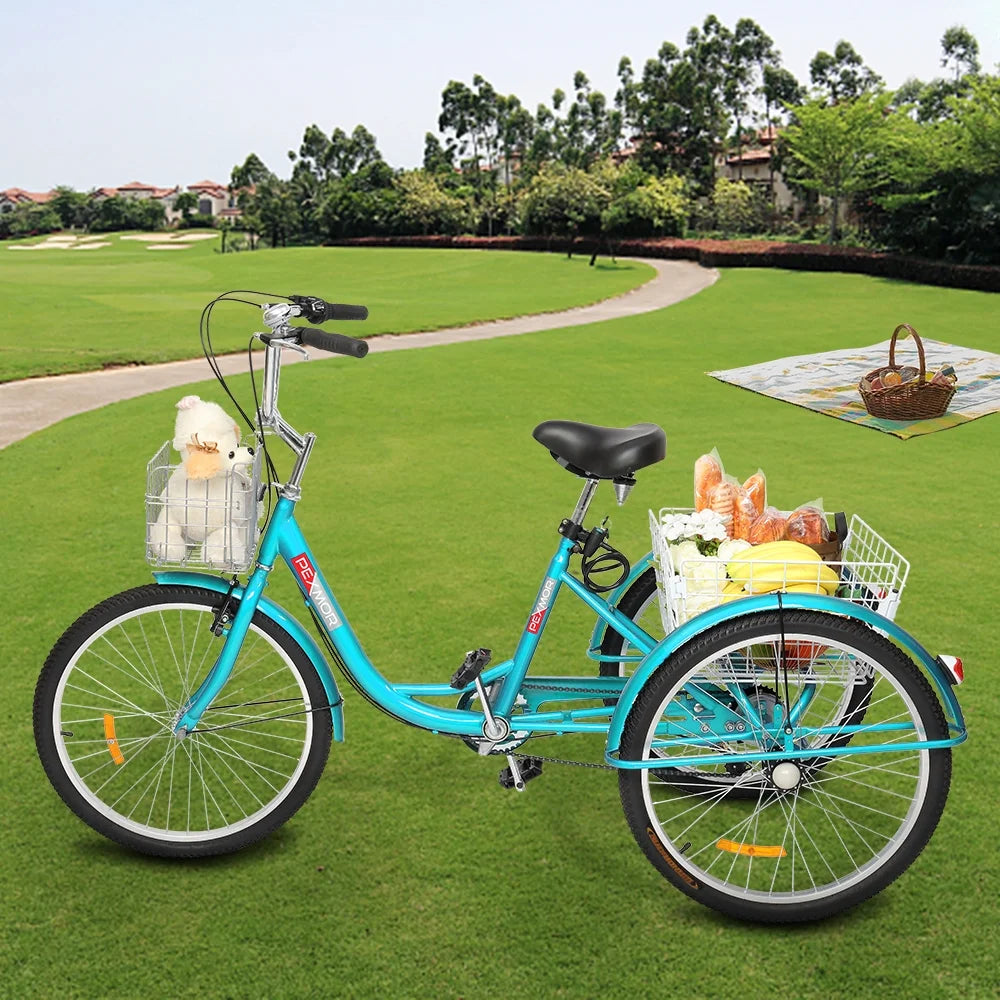 24/26 Inch 7 Speed Adult Trike with Folding Basket F69831