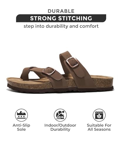 Genuine Leather Womens Sandals with Cork Footbed C6756