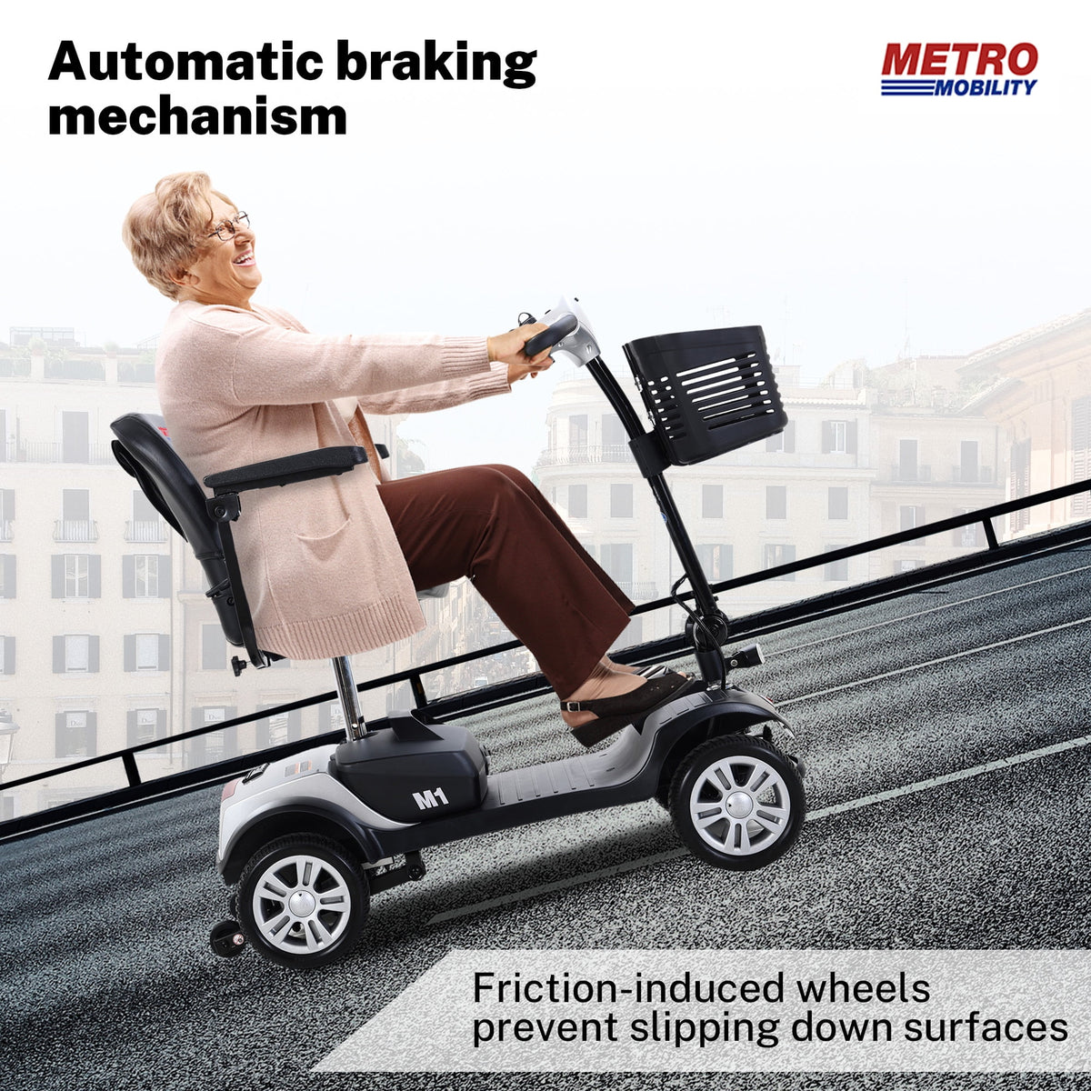 4-Wheel Mobility Scooter with Detachable Basket, Silver O189