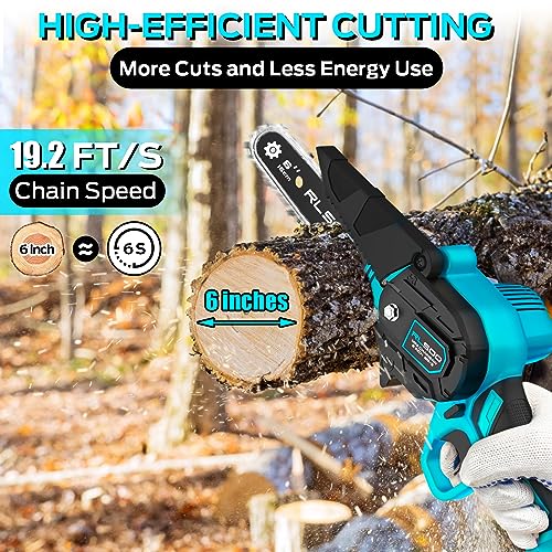 6 Inch Cordless Electric Chainsaw with 2 Batteries and 3 Chains B406215