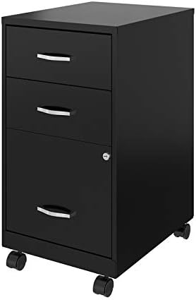 3 Drawer Metal Mobile File Cabinet with Lock, Black D27328