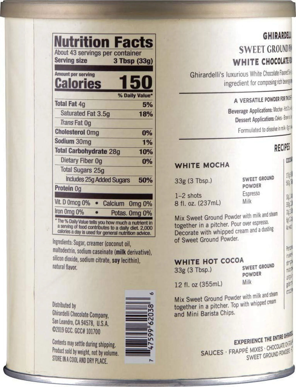 Sweet Ground White Chocolate Flavor Beverage Mix Z7886