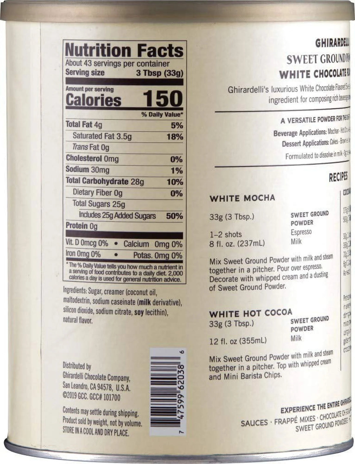 Sweet Ground White Chocolate Flavor Beverage Mix Z7886