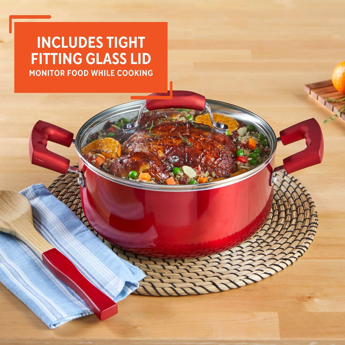 Red 4.9Qt Dutch Oven with Glass Lid S417565