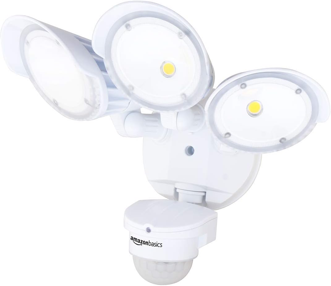 60W Waterproof LED Outdoor Motion Sensor Security Light with 3 Adjustable Heads, White T8486