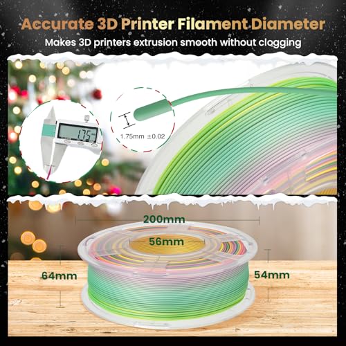 Silk Rainbow PLA+ 3D Printer Filament, Multicolor, 1kg E19126
