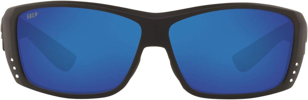 Blackout/Grey Blue Mirrored Polarized Rectangular Sunglasses P1117
