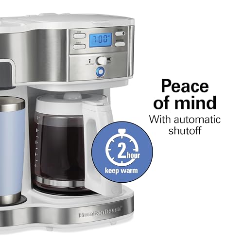 12 Cup Programmable Drip Coffee Maker & Single Serve Machine, Glass Carafe, White E6714
