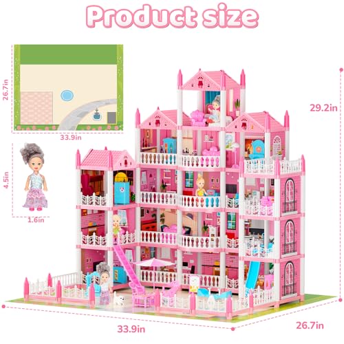 5-Story Doll House with 19 Rooms, Lights, Dolls, and Furniture Q453