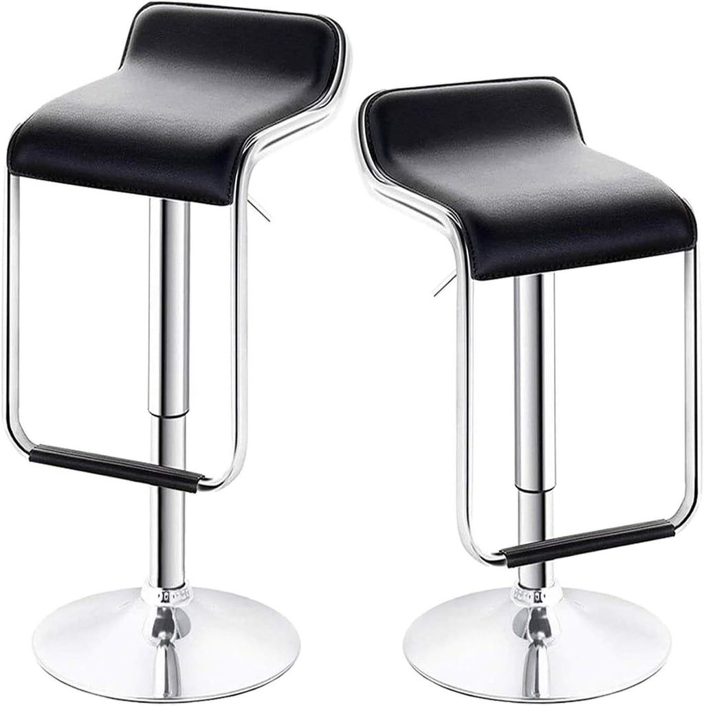 Black Set of 2 Swivel Adjustable Bar Stools with Arms J358613