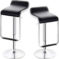 Black Set of 2 Swivel Adjustable Bar Stools with Arms J358613