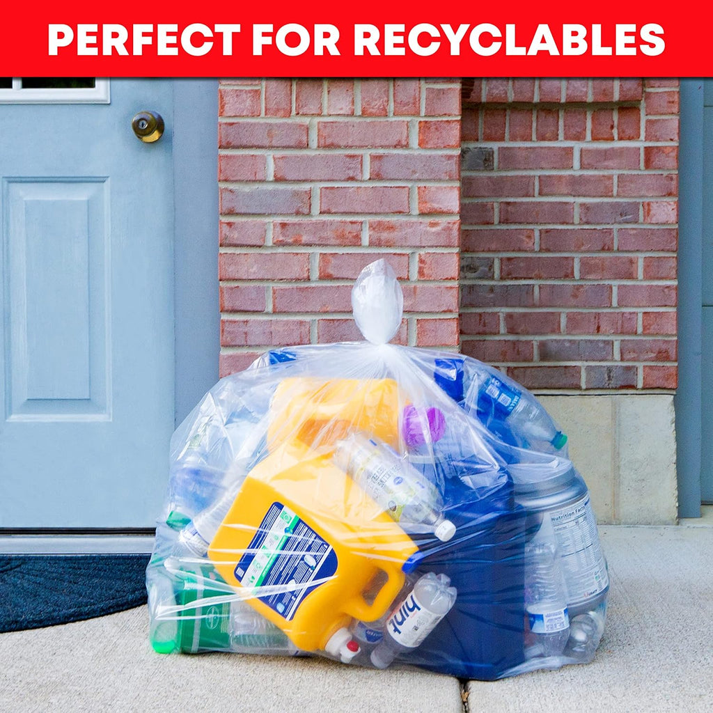 Clear Heavy Duty Trash Bags 30-33 Gallon 100 Bags with Ties R83844