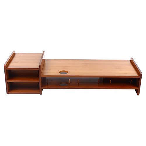 Monitor Stand with Storage Drawer Adjustable Desktop Storage Organizer Computer Stand (Wood Color) L36742