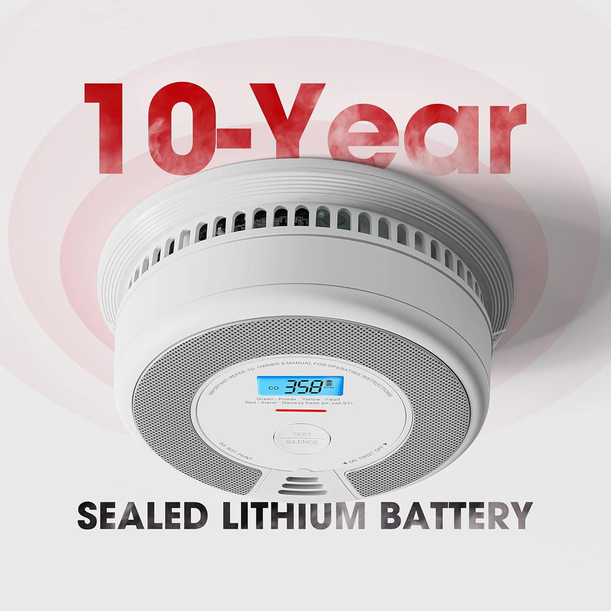 Wireless Interconnected Combination Smoke and Carbon Monoxide Detector with LCD Display, Pack of 6 H910651