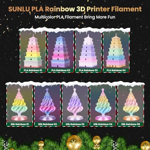 Silk Rainbow PLA+ 3D Printer Filament, Multicolor, 1kg E19126