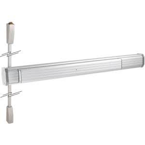 Satin Aluminum Push Pad Surface Vertical Rod Panic Exit Device J78546