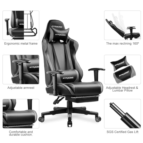 Blue Gaming Chair with Footrest R555876
