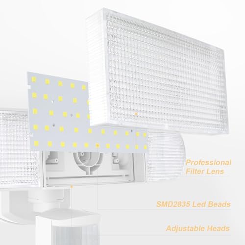 White 3-Head LED Flood Light, 1800LM, 5000K, IP65 Waterproof, Battery Operated Q170