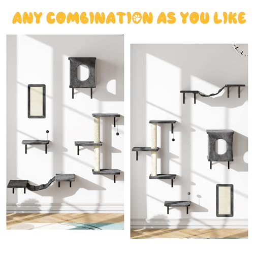 Black 7-in-1 Wall Mounted Cat Climber Set P7673