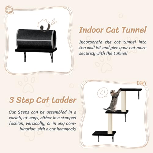 Black 7-in-1 Wall Mounted Cat Climber Set P7673