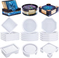 18 Pcs Silicone Coaster Molds with Round Square Octagon Shape Holder Molds Z67276