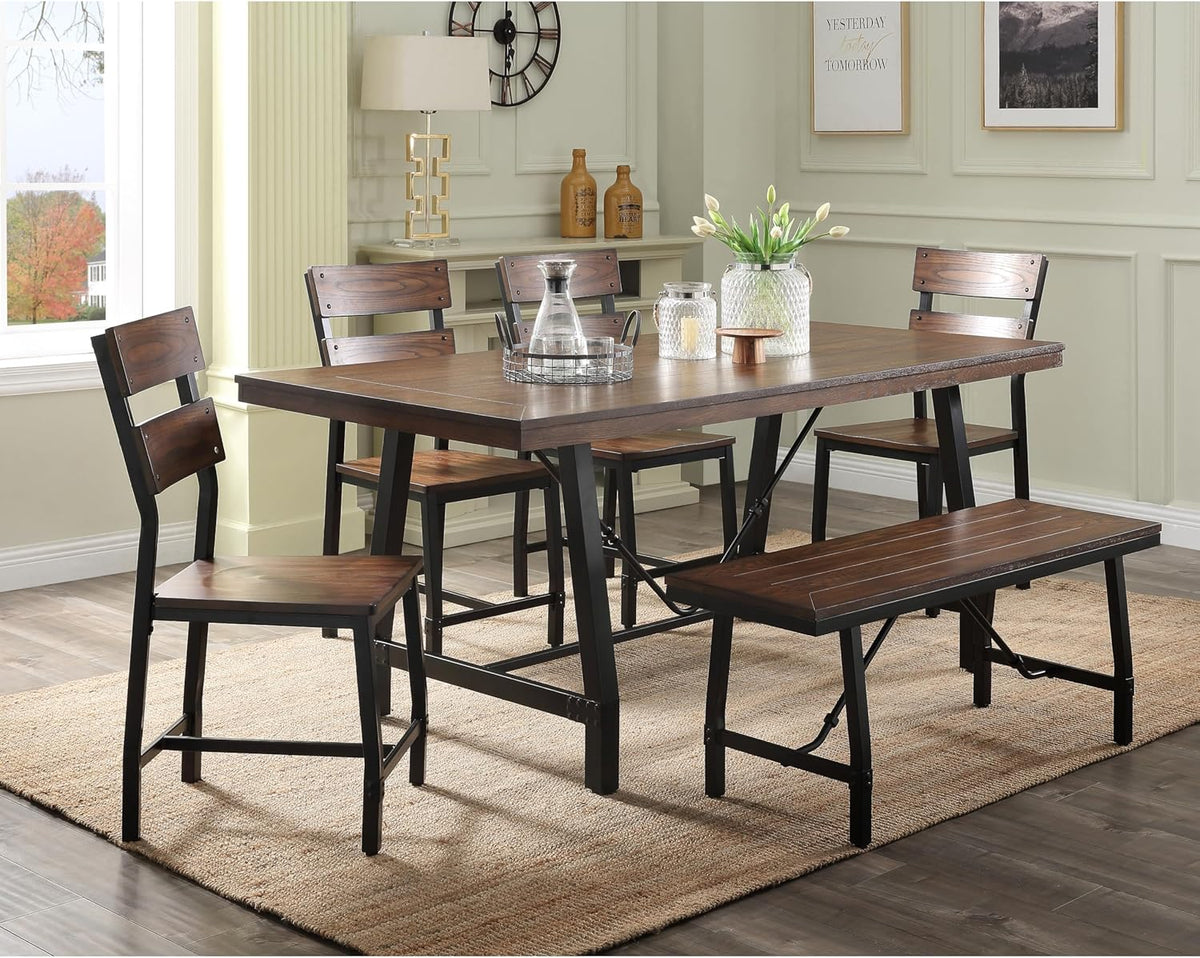 Oak and Black Rectangle Bench S8379
