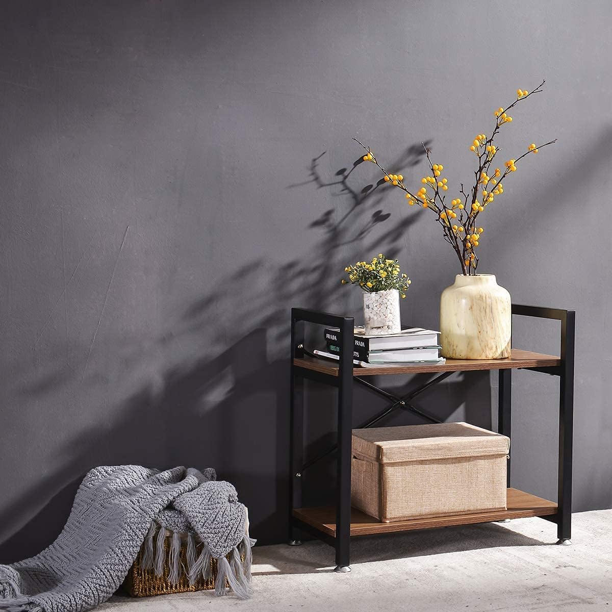 2 Tier Industrial Style Bookshelf Storage Rack Q7754