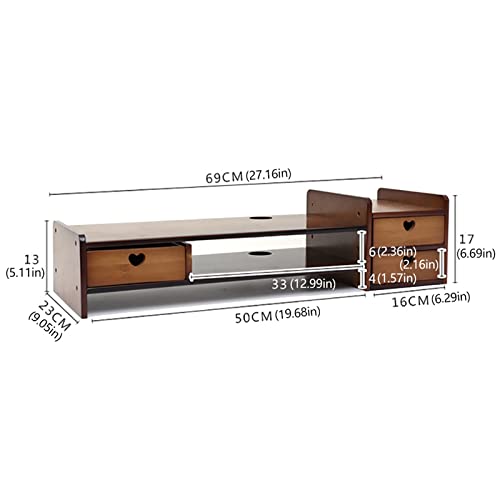 Monitor Stand with Storage Drawer Adjustable Desktop Storage Organizer Computer Stand (Wood Color) L36742