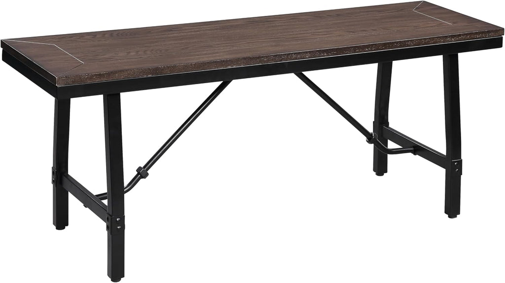 Oak and Black Rectangle Bench S8379