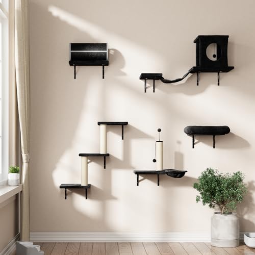 Black 7-in-1 Wall Mounted Cat Climber Set P7673