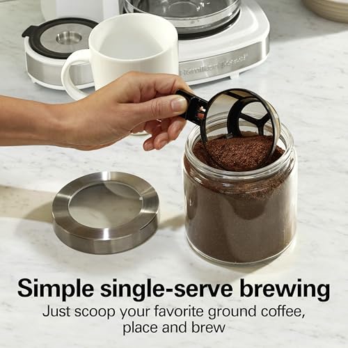 12 Cup Programmable Drip Coffee Maker & Single Serve Machine, Glass Carafe, White E6714